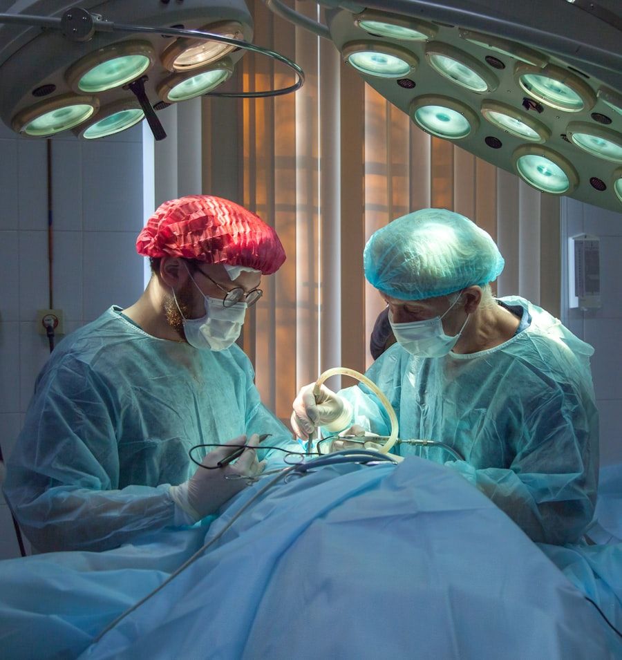 Healthcare team in an operating room working together